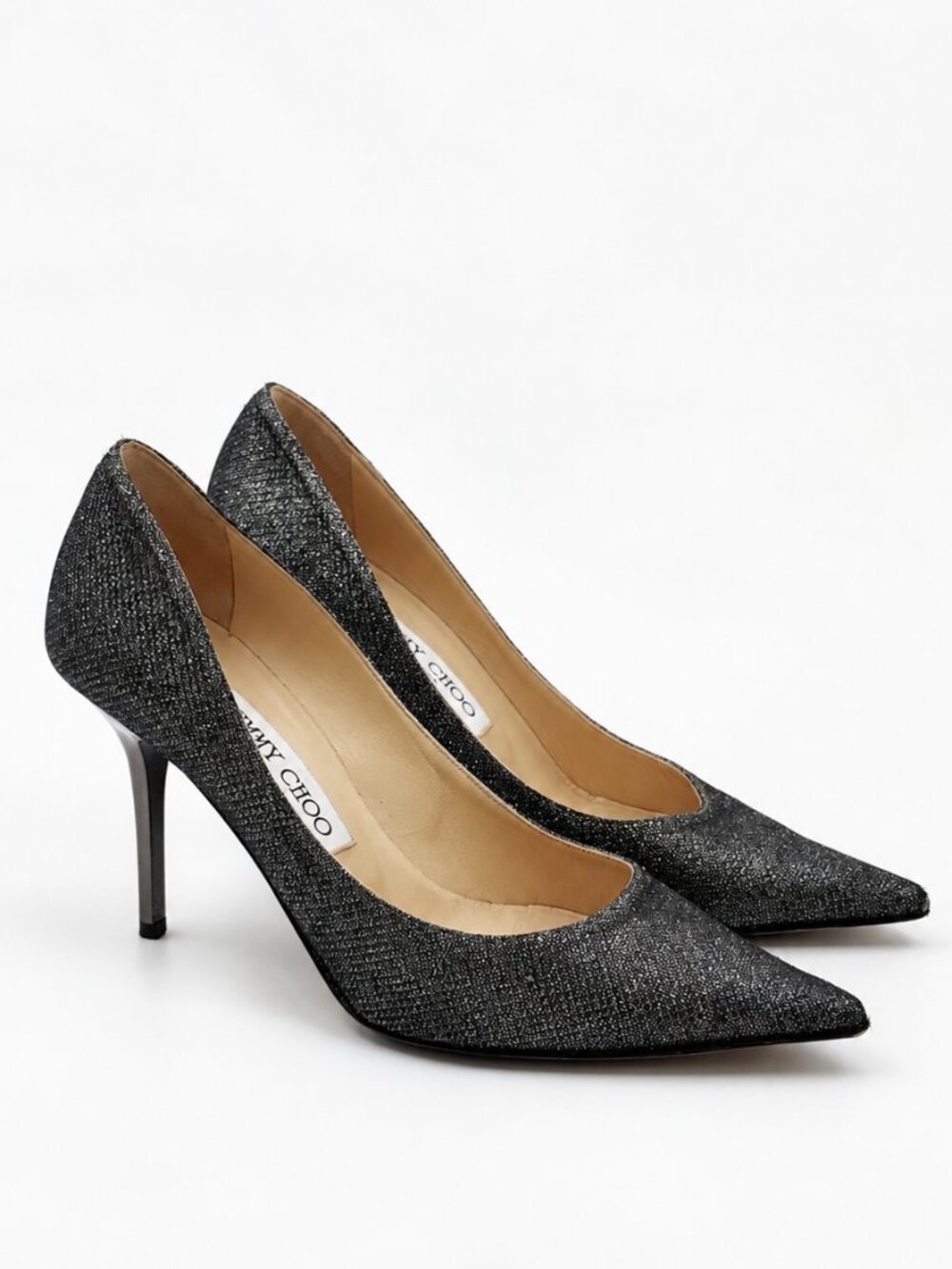 Jimmy Choo Metallic Glitter Pointed Toe Stiletto Pumps Heels